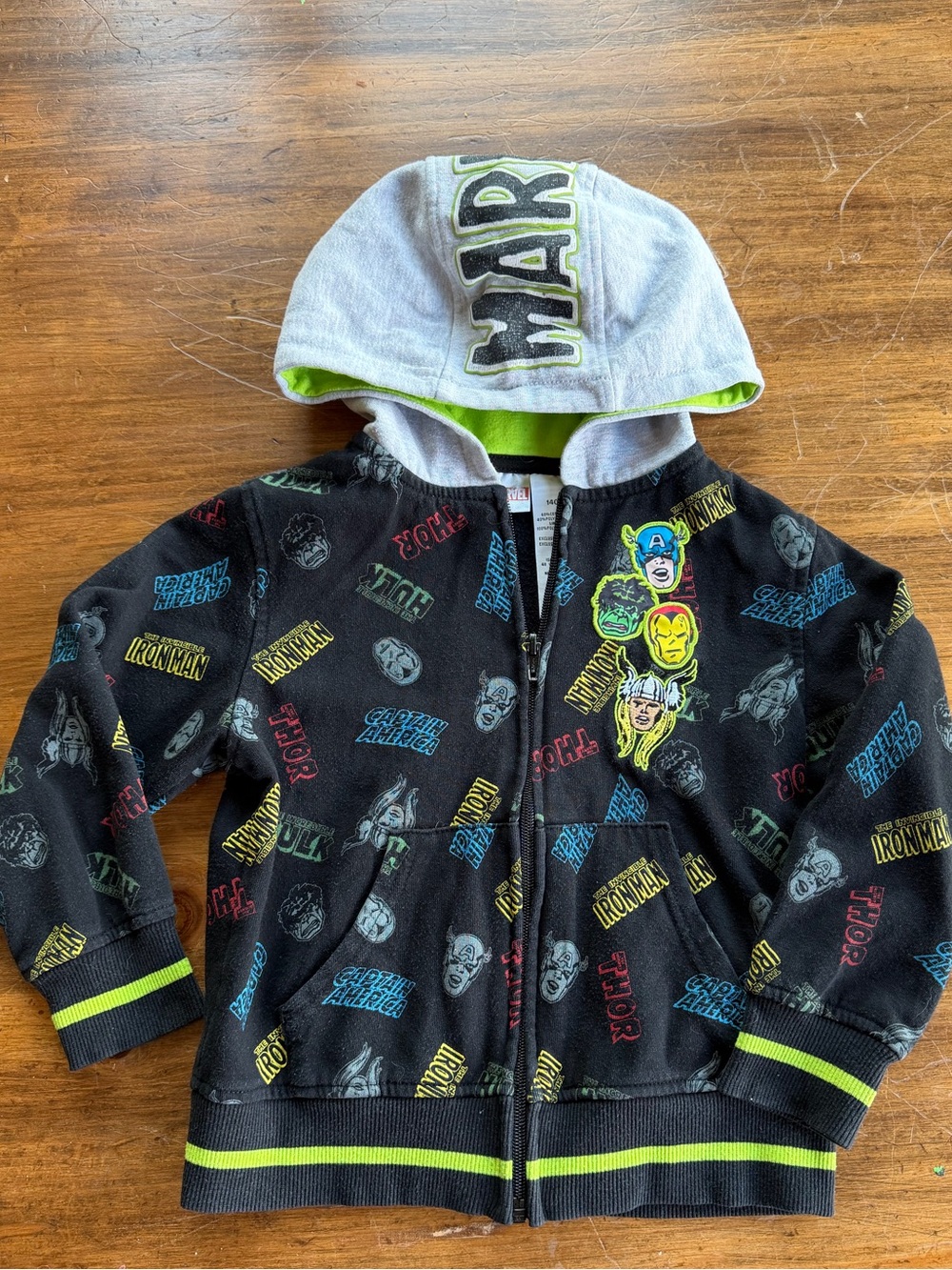 Boy's Long Sleeve Avengers Full Zip Black Hoodie Jacket Sz: 5